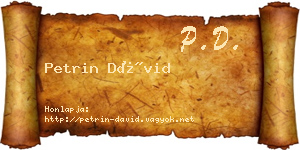 Petrin Dávid névjegykártya